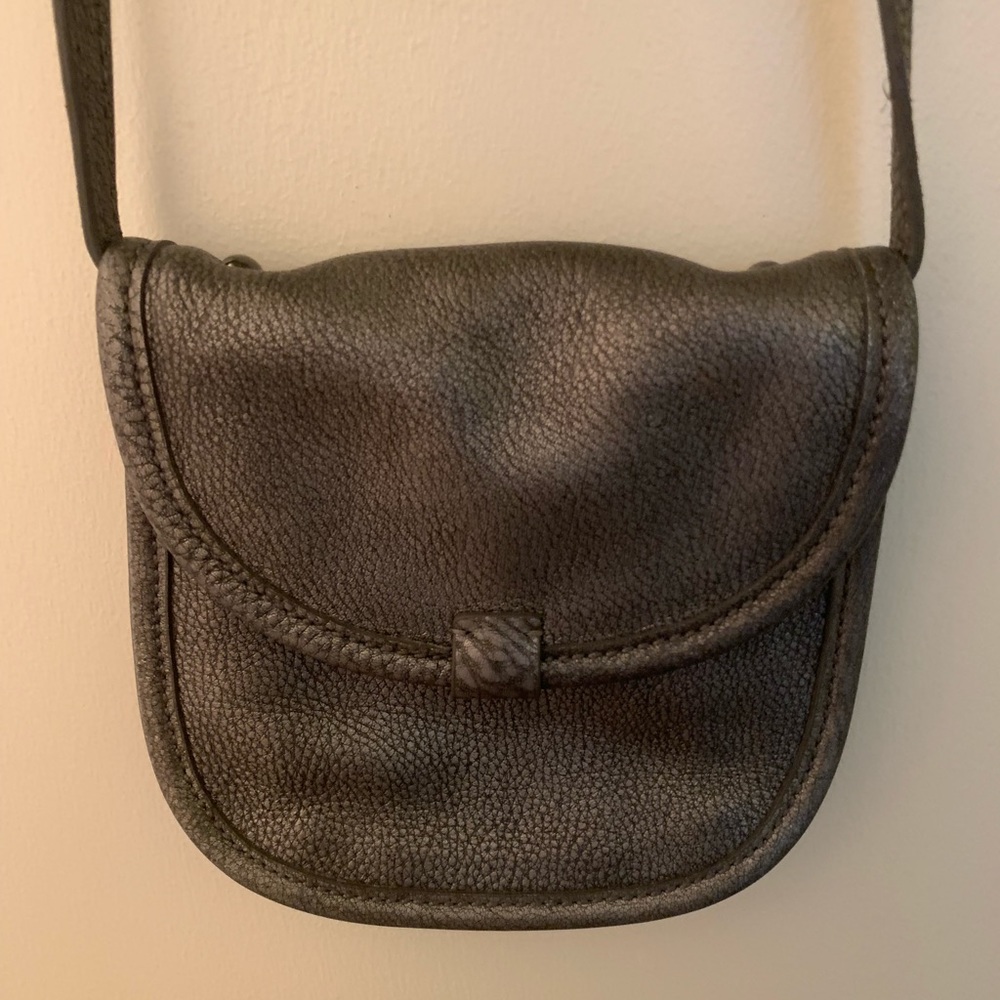 Small Grey Leather Ugg Crossbody Purse